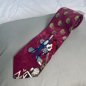 Disney Burgundy Tie with Cartoon Character Design